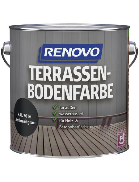 RENOVO Terrassenbodenfarbe, für außen, 4 l, anthrazit, seidenmatt RENOVO Terrassenbodenfarbe, für außen, 4 l, anthrazit, seidenmatt