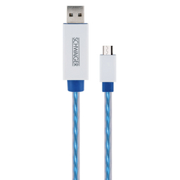 Commodore Kabel, Micro USB 90 cm, blau beleuchtet