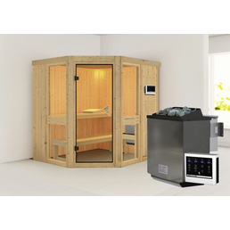 KARIBU Sauna »Pölva 1«, inkl. 9 kW Bio-Kombi-Saunaofen mit externer Steuerung, für 3 Personen
