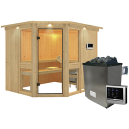 KARIBU Sauna »Pölva 3«, inkl. 9 kW Saunaofen mit externer Steuerung, für 4 Personen